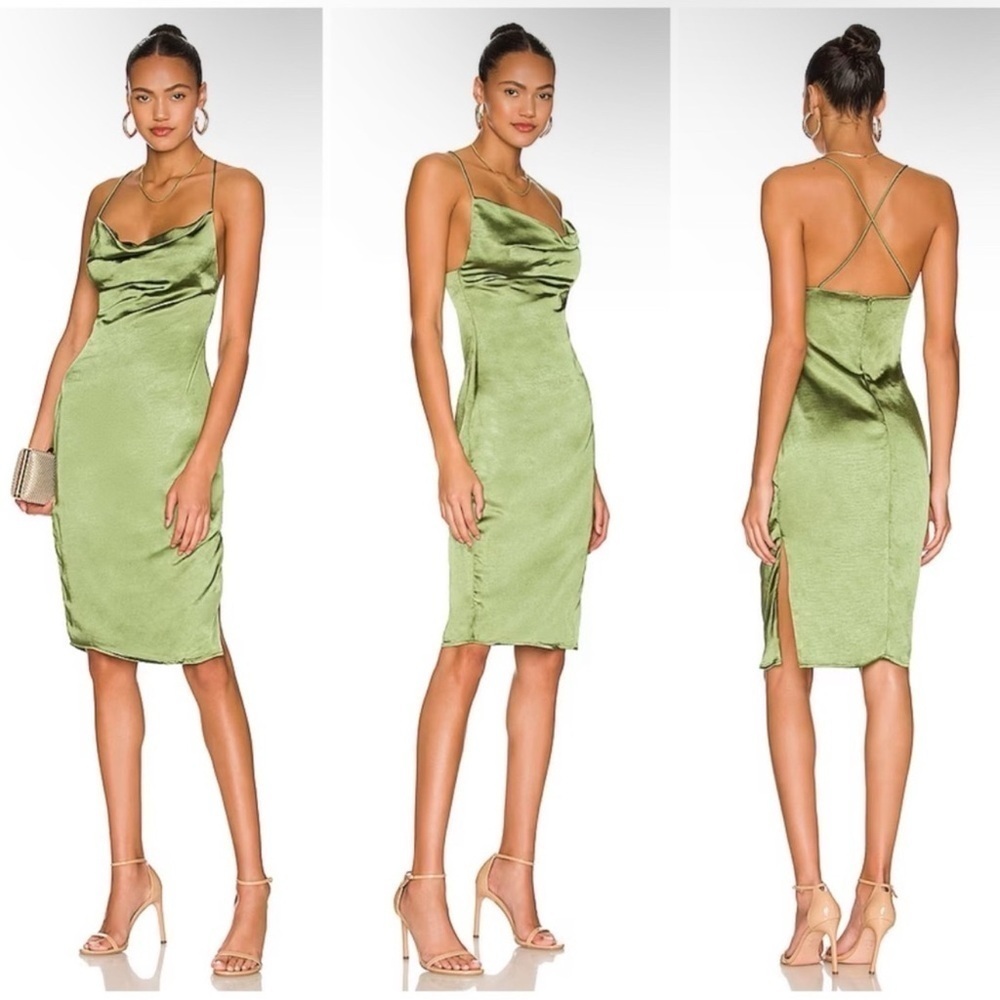 Revolve Superdown Billie Drape Midi Dress in Green Size XS